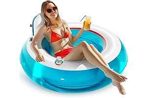 QPAU Inflatable Pool Floats with Bottom - 44'' Pool Lounger Float with...