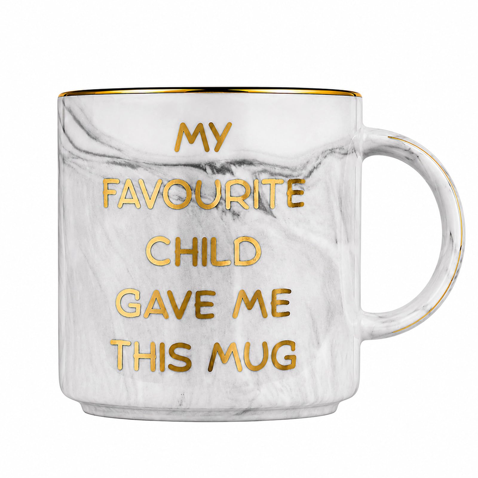 Custom Moments Father’s Day Presents for Dad Grandpa from Daughter Son – “My Favorite Child Gave Me This Mug” Gold Foil Marble Ceramic Coffee Mug, Funny Birthday Christmas Gift for Father Grandpa