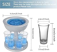 Vista 5 de Soporte dispensador de bebidas para 6 vasos de chupito, dispensador de líquidos ajustable, vertedor de chupitos con 6 vasos de acrílico