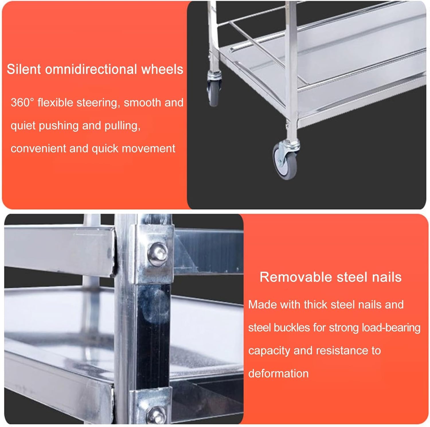 Sinple Condiment Cart, Freestanding Stainless Steel Seasoning Jars, Commercial Kitchen Seasoning Cart for Kitchens, Restaurants, and Snack Businesses