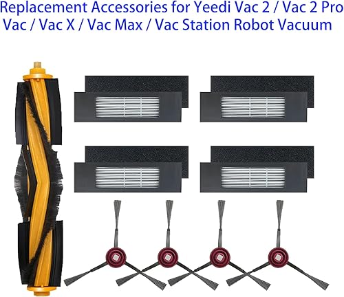 Miniatura 2 de Kit de accesorios de repuesto para Yeedi VacVac XVac MaxVac StationVac 2Vac 2 Pro Robot Vacuum incluye 1 cepillo principal, 4 cepillos laterales, 4