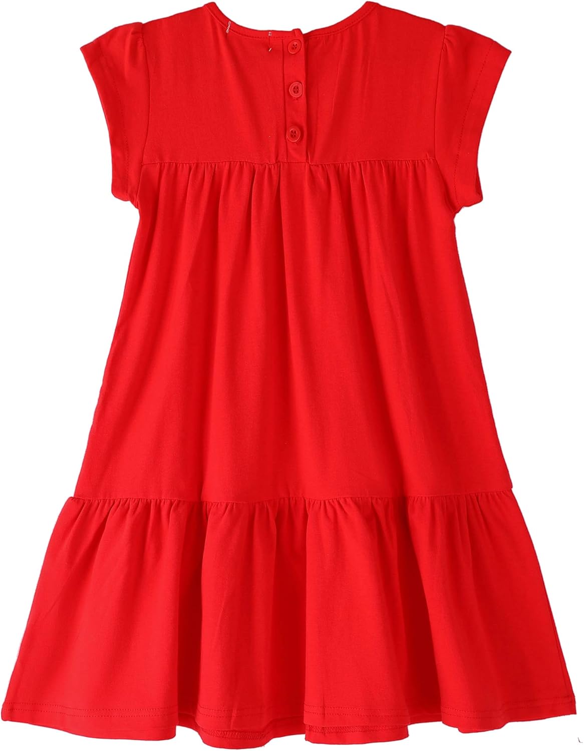Youwon Girls Dress Short Sleeve Solid Color Tunic A-Line Tiered Swing Dress 2-6 7-16 - Image 2