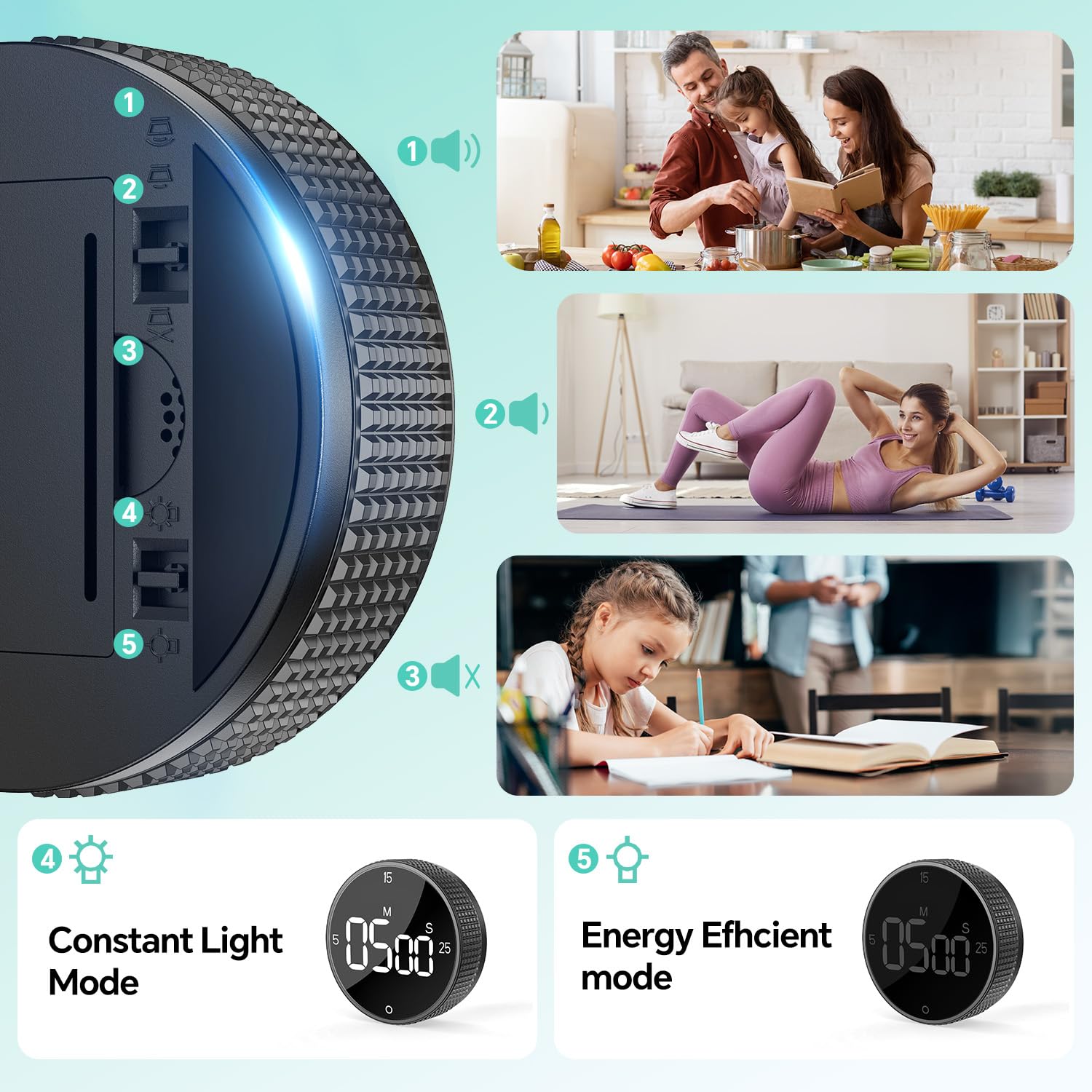 Timer Da Cucina Magnetico Digitale - Doppio Schermo LCD, Conto Alla Rovescia Fino A 199 Minuti