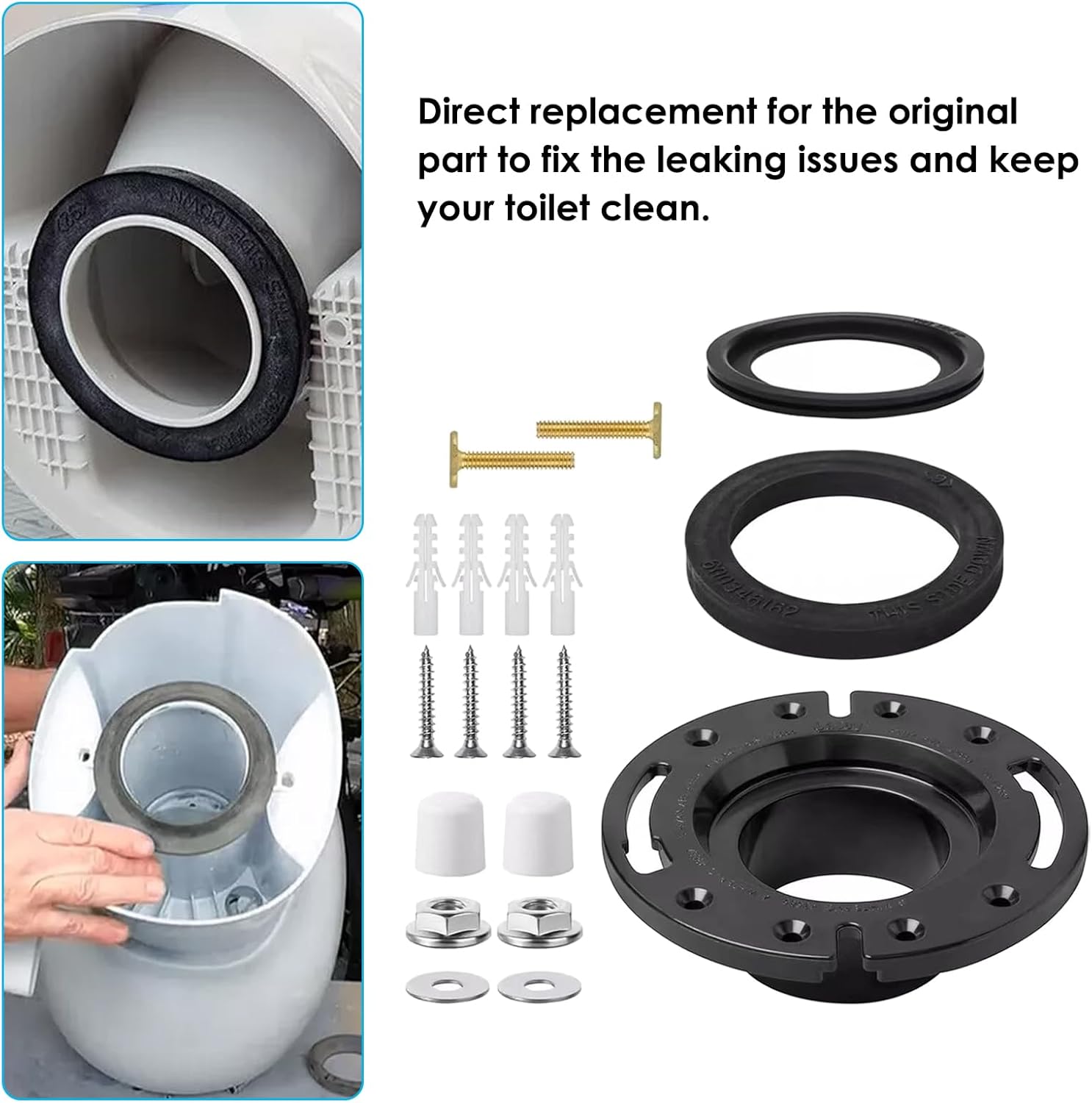 RV Toilet Flange 385345892 RV Toilet Seal Kit Complete Replacement Set 385311652 RV Toilet Seal & 385311658 RV Toilet Flush Seals for Dometic 300, 310, 320 Toilets Repair Kit Easy Install