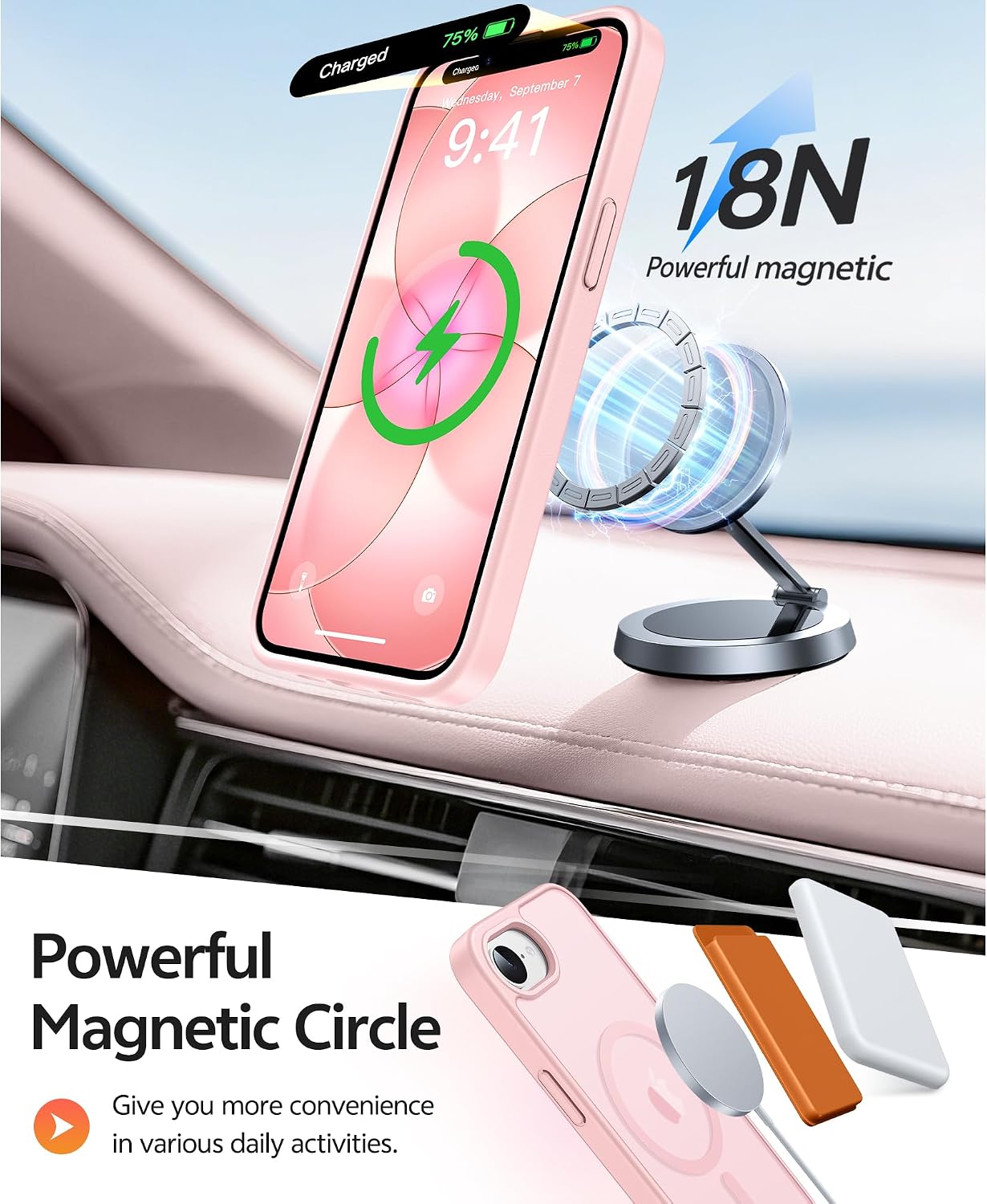 FNTCASE for iPhone 17e Case: iPhone 16e Phone Case [Compatible with Magsafe] Translucent Matte Cases with [Screen Protector] Military Grade Shockproof Protective Phone Cover - Light Pink thumbnail