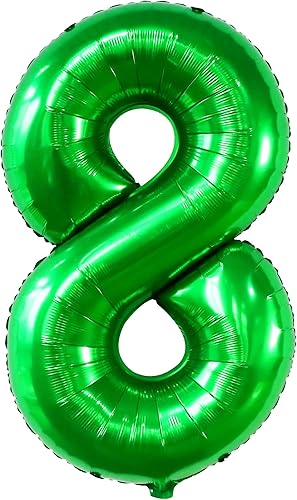 Miniatura 9 de KatchOn, Globo verde oscuro del número 8, 40 pulgadas, número verde del número 8, decoraciones de feliz cumpleaños para niño, globos de octavo