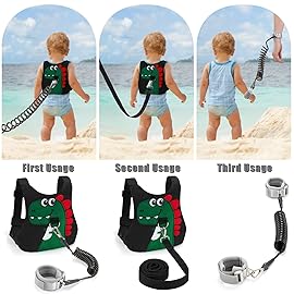 Toddler Leash-Baby Walking Safty Harness and Child Anti Lost Wrist Link for Girls/Boys Travel (Black)
