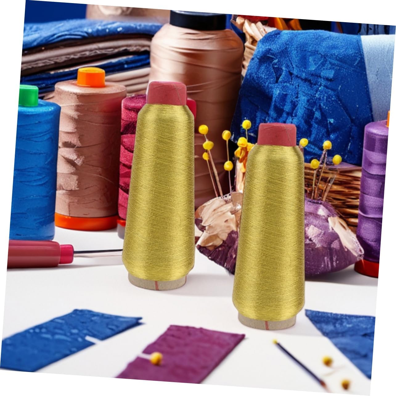 2rolls Polyester Embroidery Thread for Machine Sewing Reflective Glitter Spool Storage Bag