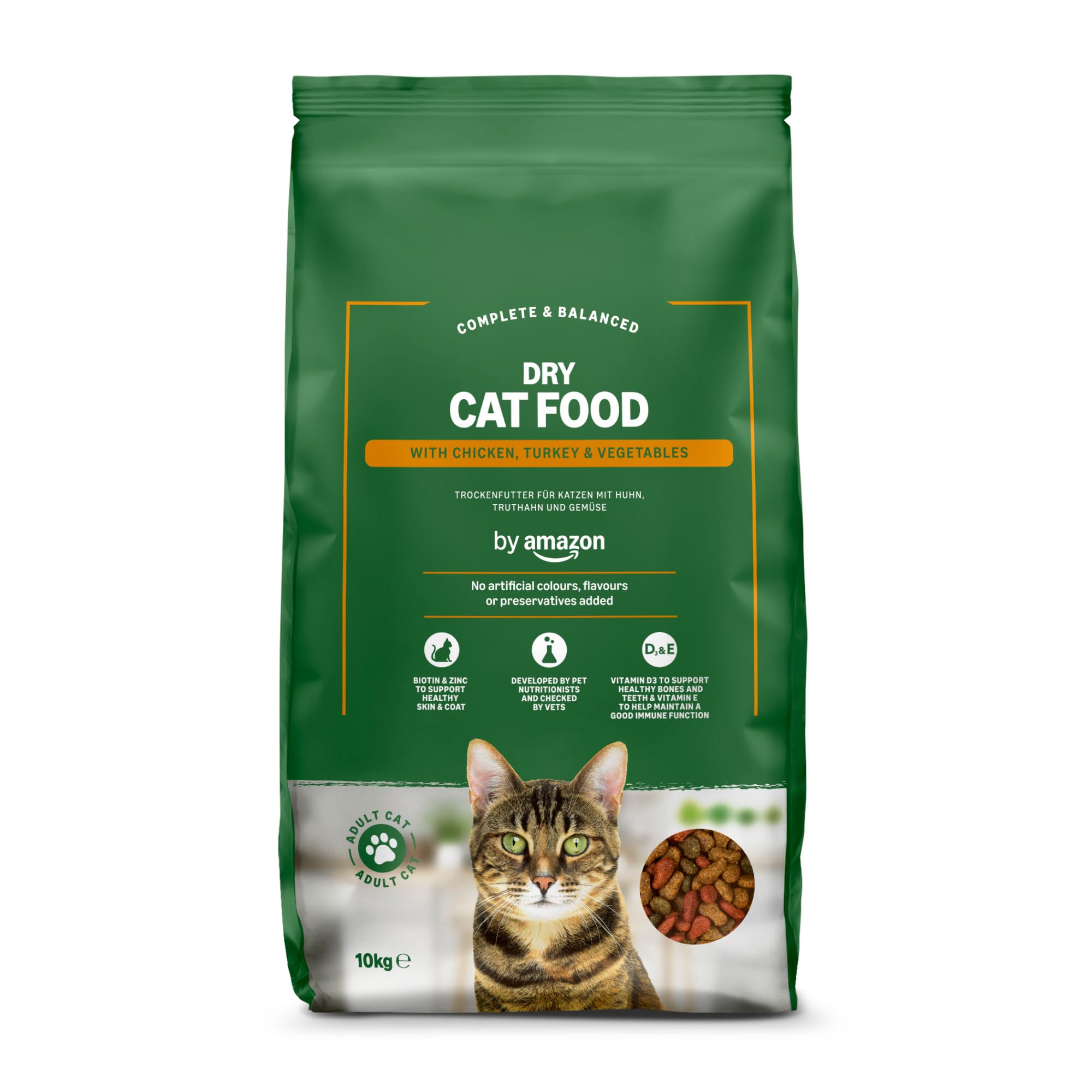 Complete Dry Cat Food with Chicken, Turkey and Vegetables, 1 pack of 10kg