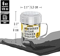Vista 5 de CUSINIUM 6 Ounce Mini Powder Sugar Shaker With Handle - Fine Mesh - With Plastic Cap - Pack of 2