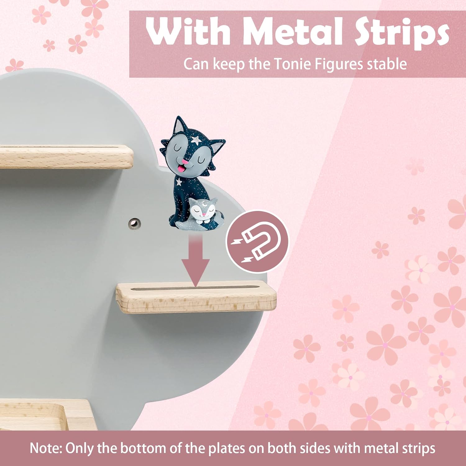 Wall Shelf (Cloud) for Toniebox, Charging Station and 12-18 Tonie Figures, Magnetic Wooden Floating Shelf Compatible with Toniebox MP3 Audio Player & Character, Storage Rack for Kids Play Room