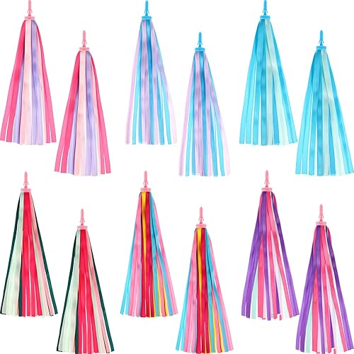 Zonon 6 pares de manillar de bicicleta para niños, cinta con borlas, cinta de scooter para manillar de bicicleta, empuñaduras de bicicleta,