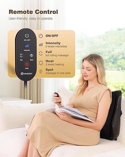 Miniatura 5 de KINGJOY Masajeador de espalda para aliviar el dolor de tejido profundo, masajeador de espalda completa con calor 3D Shiatsu amasamiento eléctrico