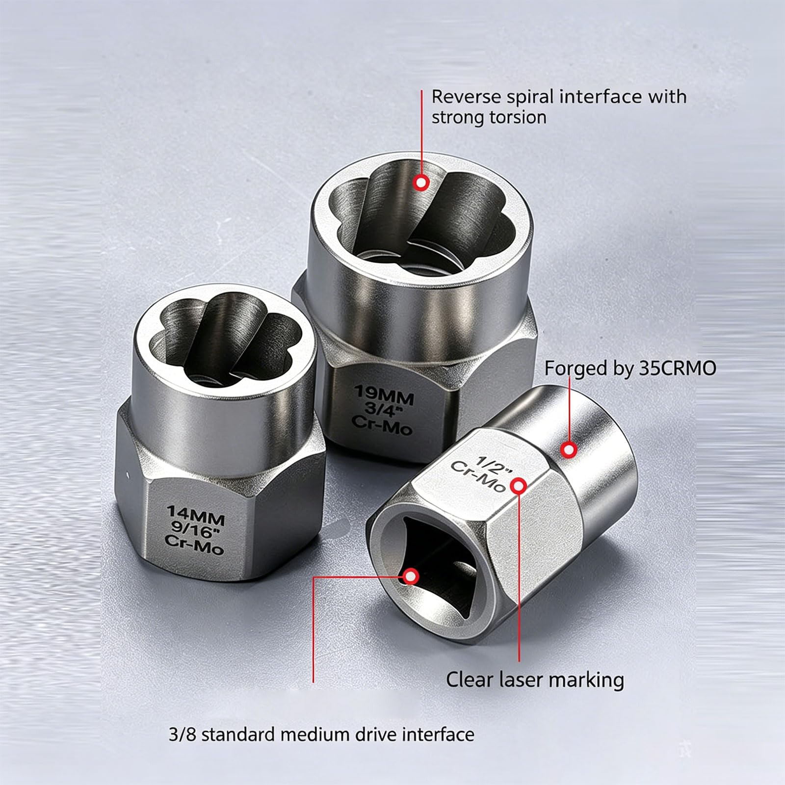 Juego de extractores de tornillos genéricos rotos con diseño hexagonal herramienta de extracción manual para un agarre seguro y operaciones eficientes herramienta de extracción de tuercas