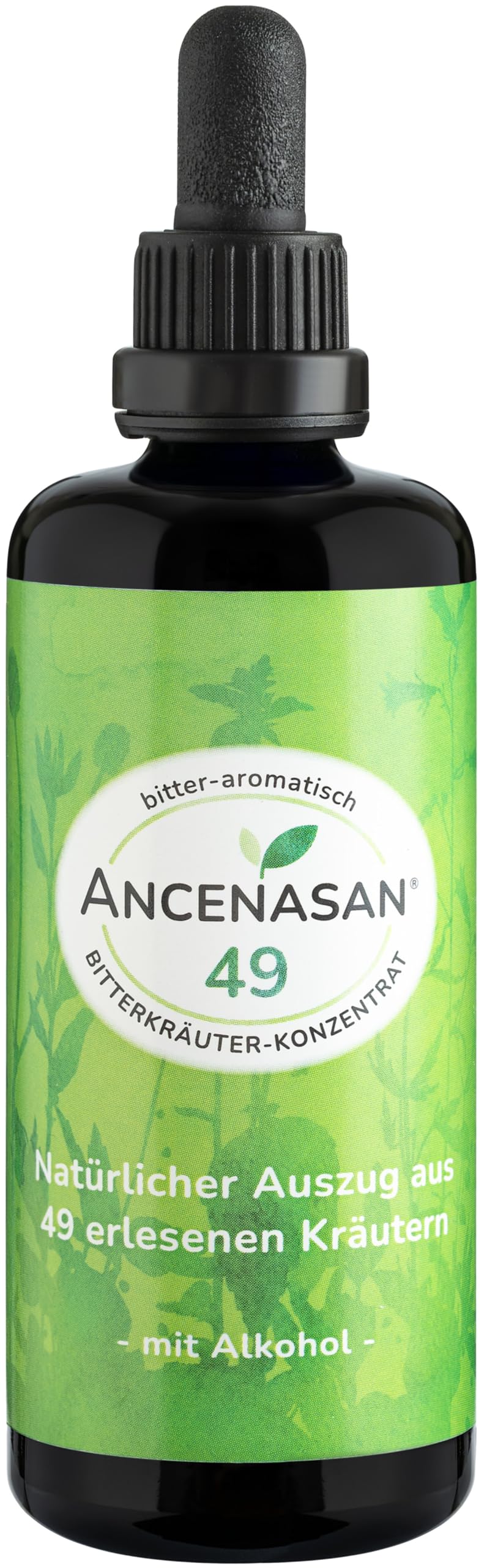 ANCENASAN Premium Bittertropfen 49 (100ml) - Natürliche Kräutermischung aus 49 erlesenen Bitterkräutern - Mit praktischem Pipettenverschluss - Vegan & Made in Germany