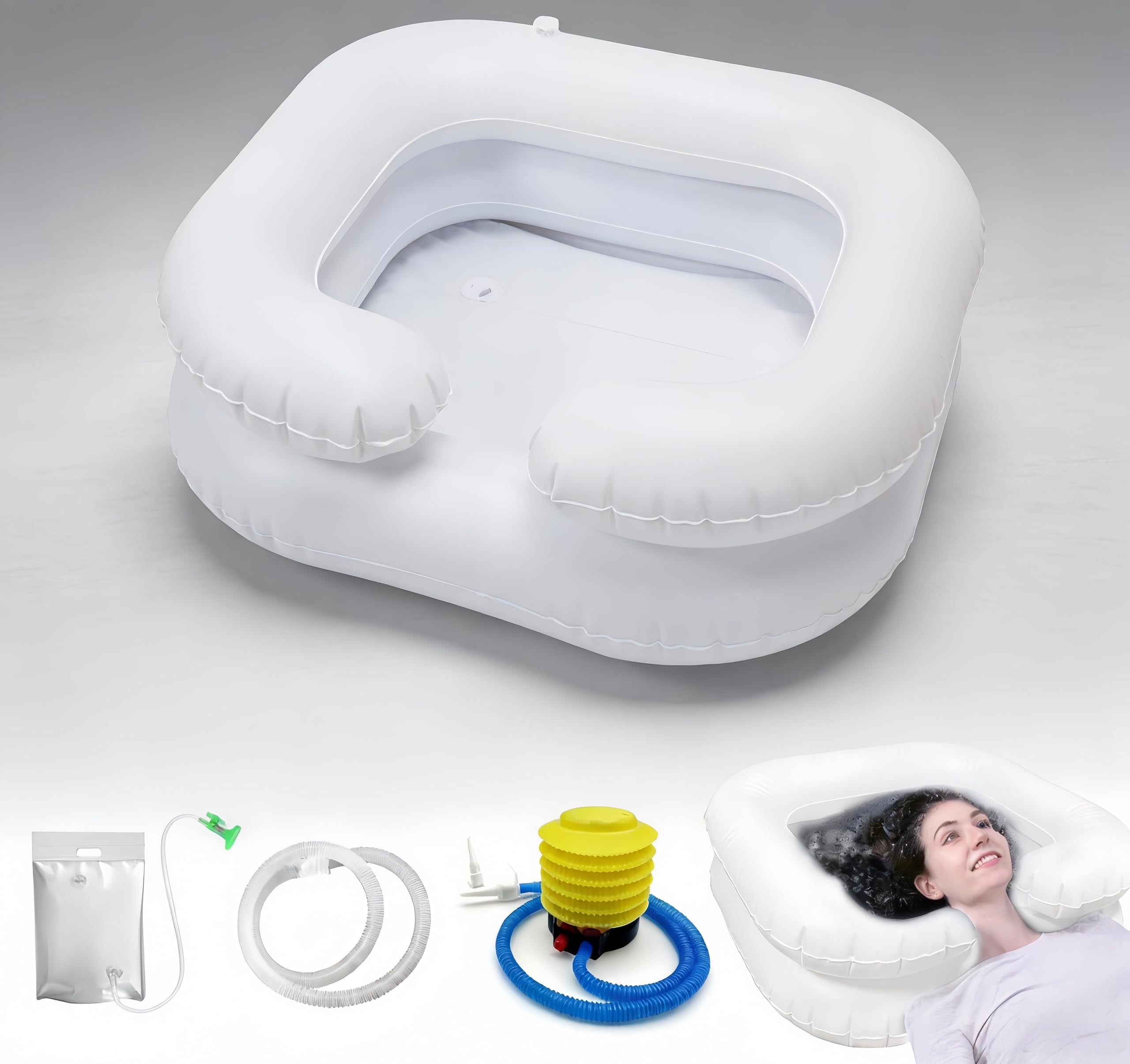 Champú Hinchable para Lavabo,Lavabo Inflable para el Cabello,Lavacabezas Hinchable Portátil para Casa,Lavacabezas para personas encamadas,Lavacabezas Portatil,Lavabo Inflable para Lavar el Cabello