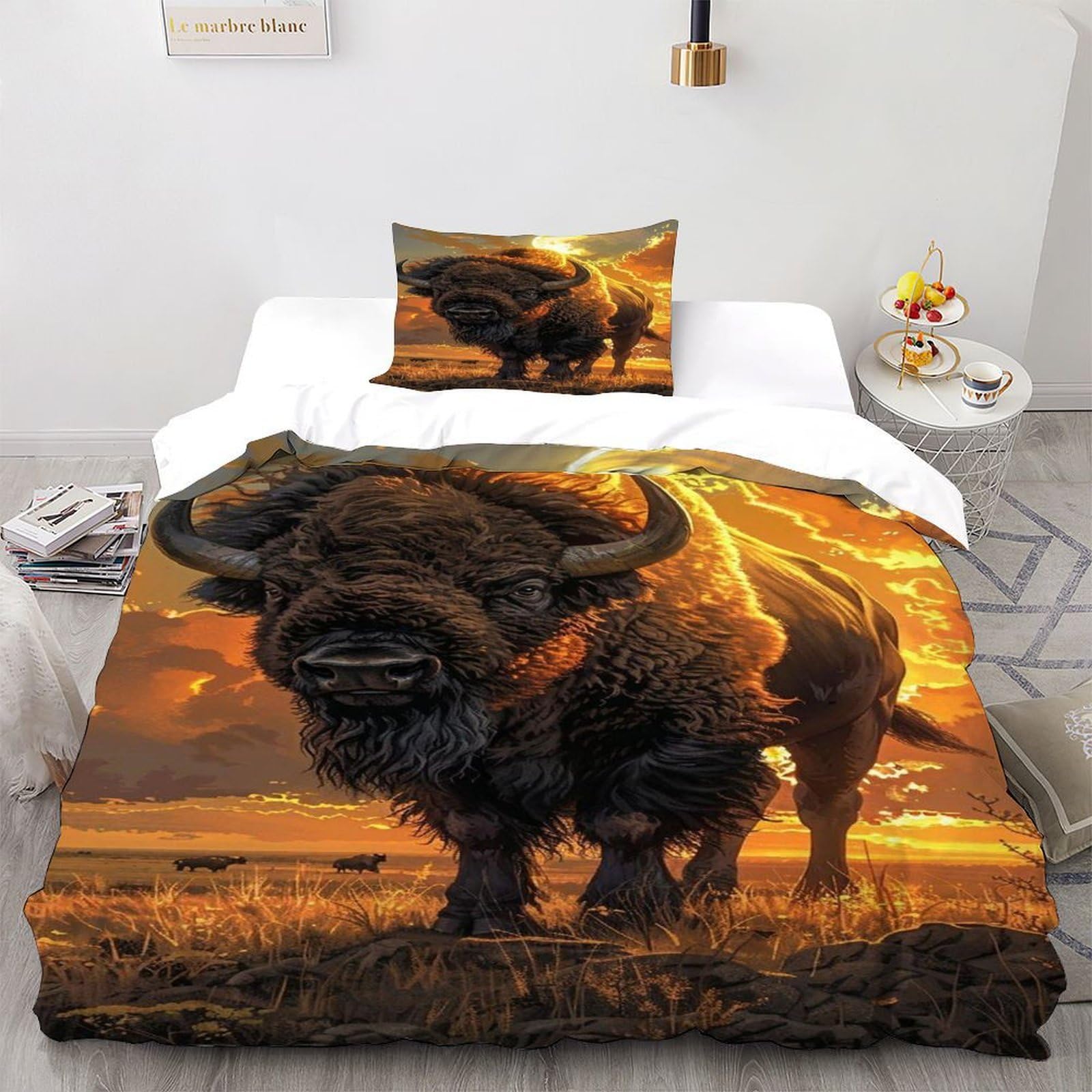 Parure de lit adulte 135x200 housse de couette animal single