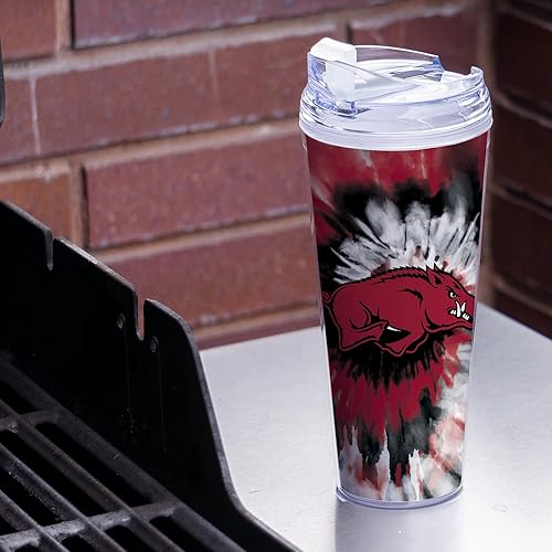 Miniatura 94 de Rico Industries NCAA - Vaso de acrílico con purpurina de 24 onzas con tapa con bisagras, vaso de doble pared con licencia oficial y popote Brillo