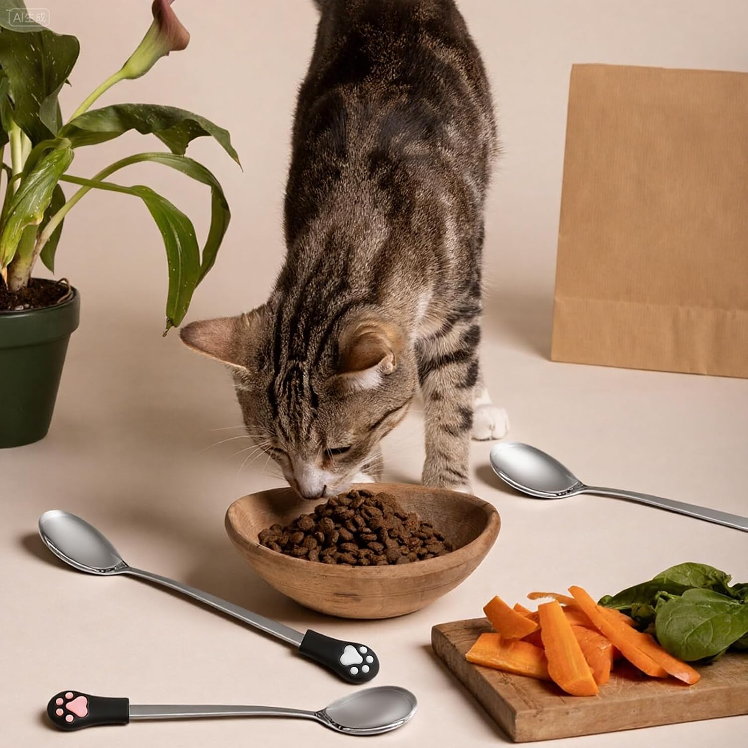6PCS Stainless Steel Pet Can Spoon Set, Feeder Spoons for Cat Wet Food, Kitten Treats, Multi-Function Cat Treat Dispenser, Cats Food Holder, Pet Feeder, Dogs Cats Supplies for Feeding Can (colorful) image 4