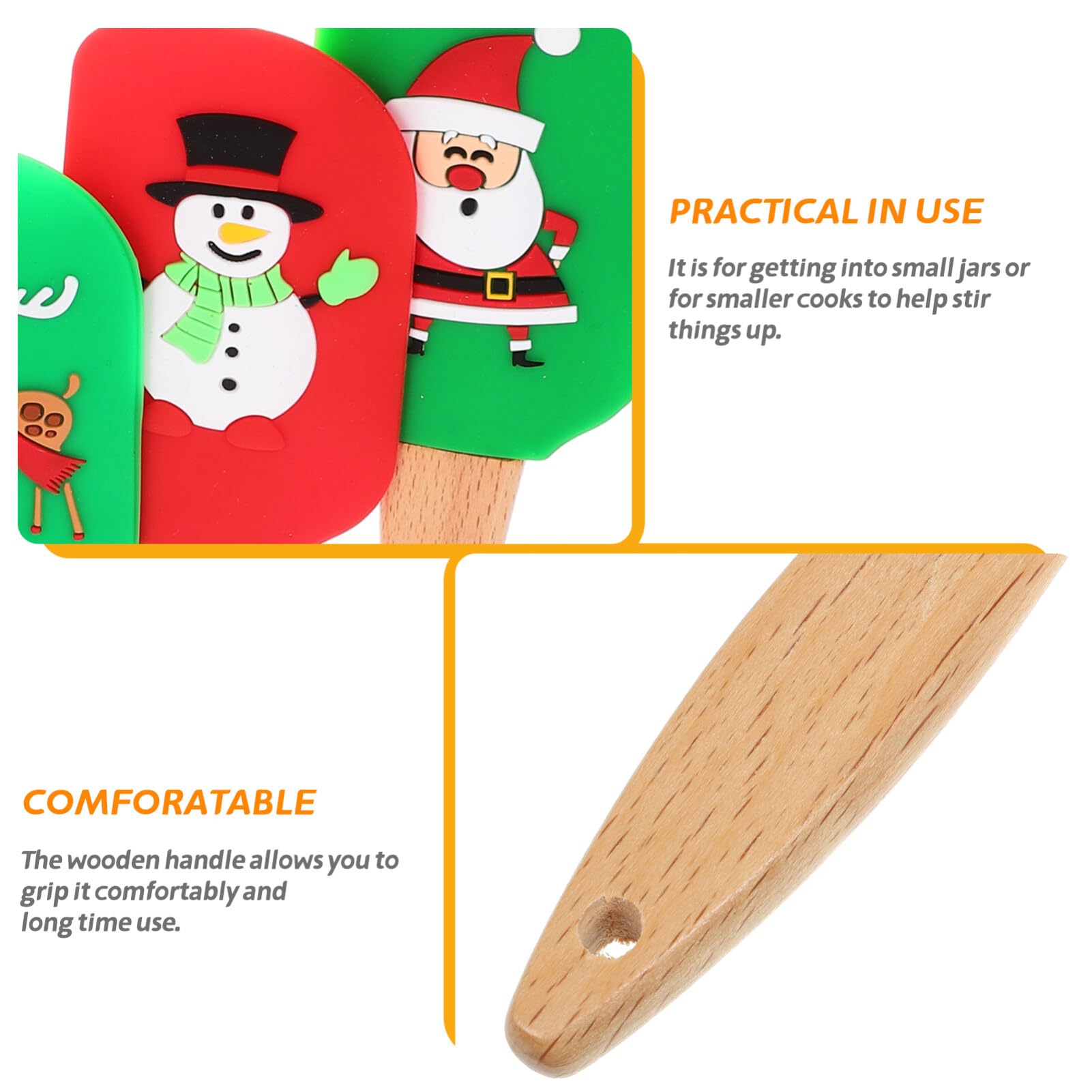 MAGICLULU Lot de 5 Spatules de Noël en Silicone et Bois, Ustensiles de Pâtisserie Multifonctionnels Faciles à Racler pour Former et Décorer Desserts de Fête Plusieurs styles