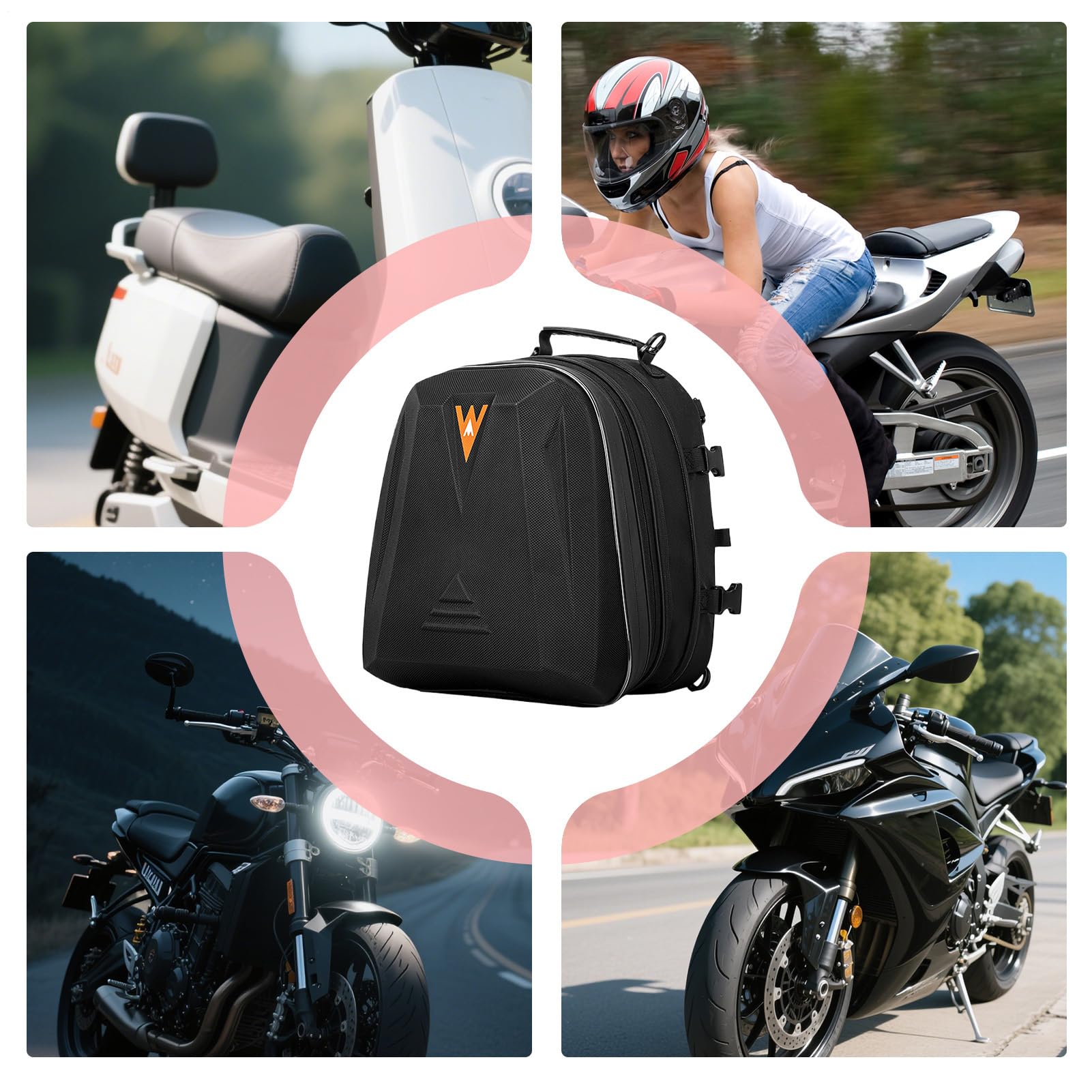 Torba na tylne siedzenie motocykla, 20 l - 28 l, rozszerzalna torba do przechowywania