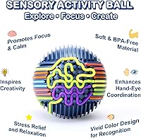 Vista 4 de Pelota de actividad sensorial con 24 cuerdas y soporte – Juguetes sensoriales para aliviar el estrés para niños, adolescentes, nietos, autismo