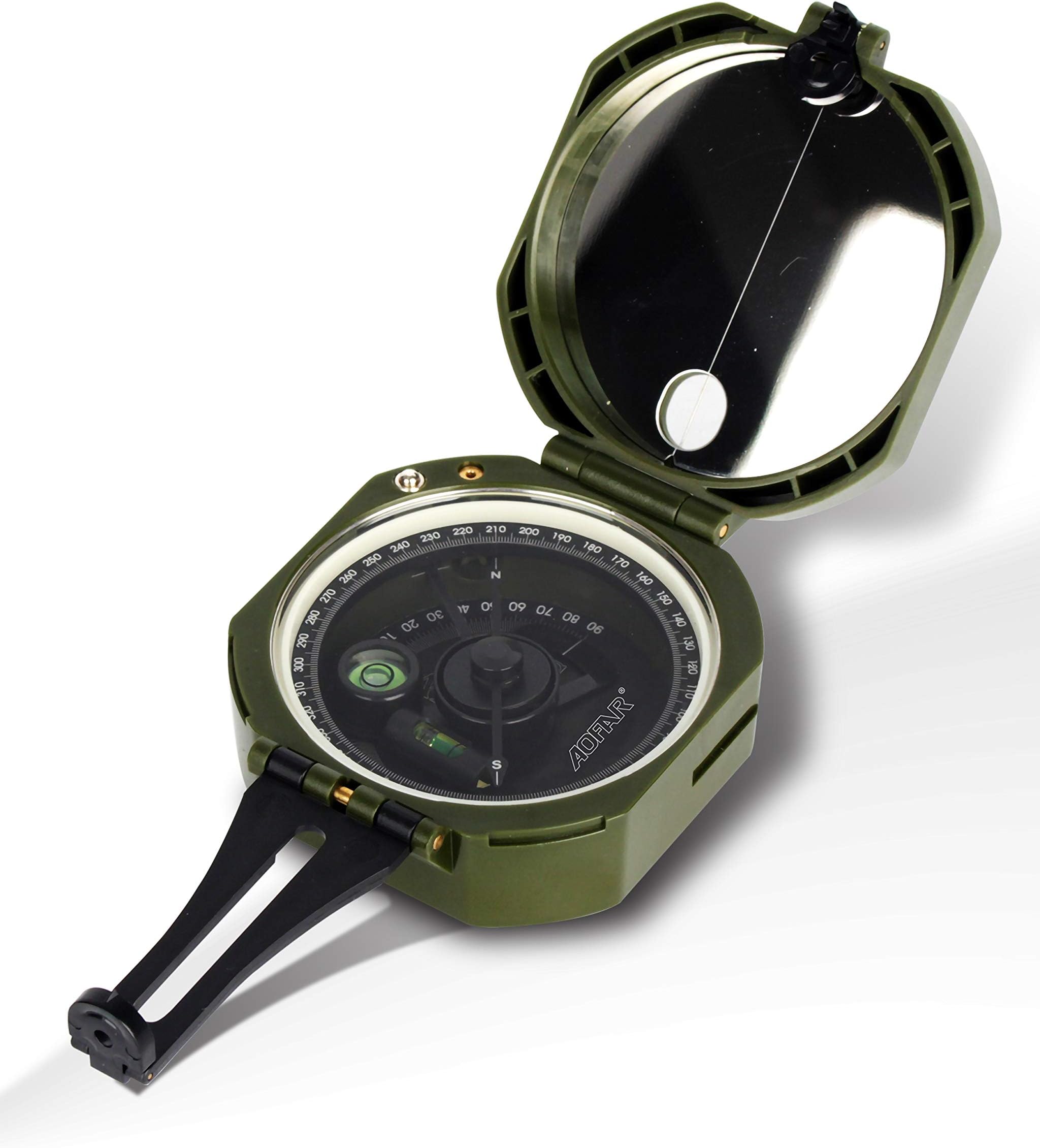 AOFAR Military Compass AF-M2-B Geological Multifunctional- Lensatic, Fluorescent, Waterproof and Shakeproof for Geological Exploration, Hunting, Hiking with Pouch and Strap