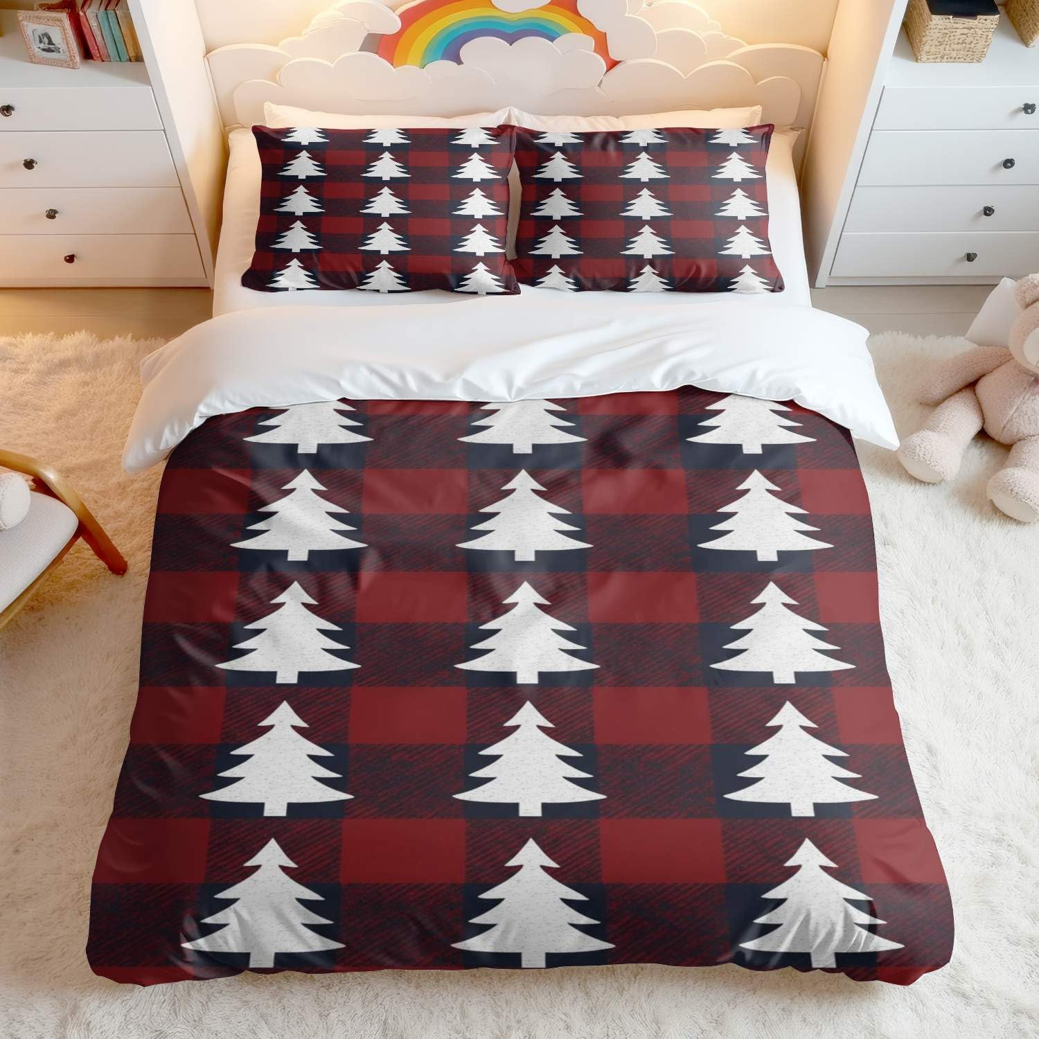 Housse de couette sapin de Noël pour créer une ambiance cocooning en famille