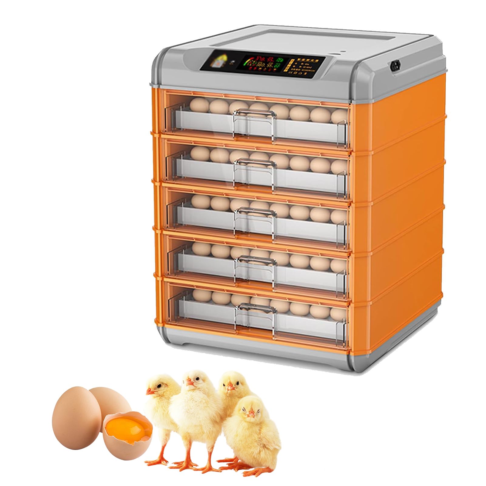 Incubadora de huevos, cría de aves de corral totalmente automática, criadero de aves de corral LED digital Control de temperatura de pantalla fácil de observar, para la granja del laboratorio 320eggs