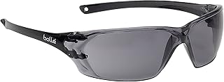 Bollé Safety 253-PR-40058 Prism Safety Eyewear with Shiny Black Rimless Frame and Smoke Anti-Scratch/Anti-Fog Lens