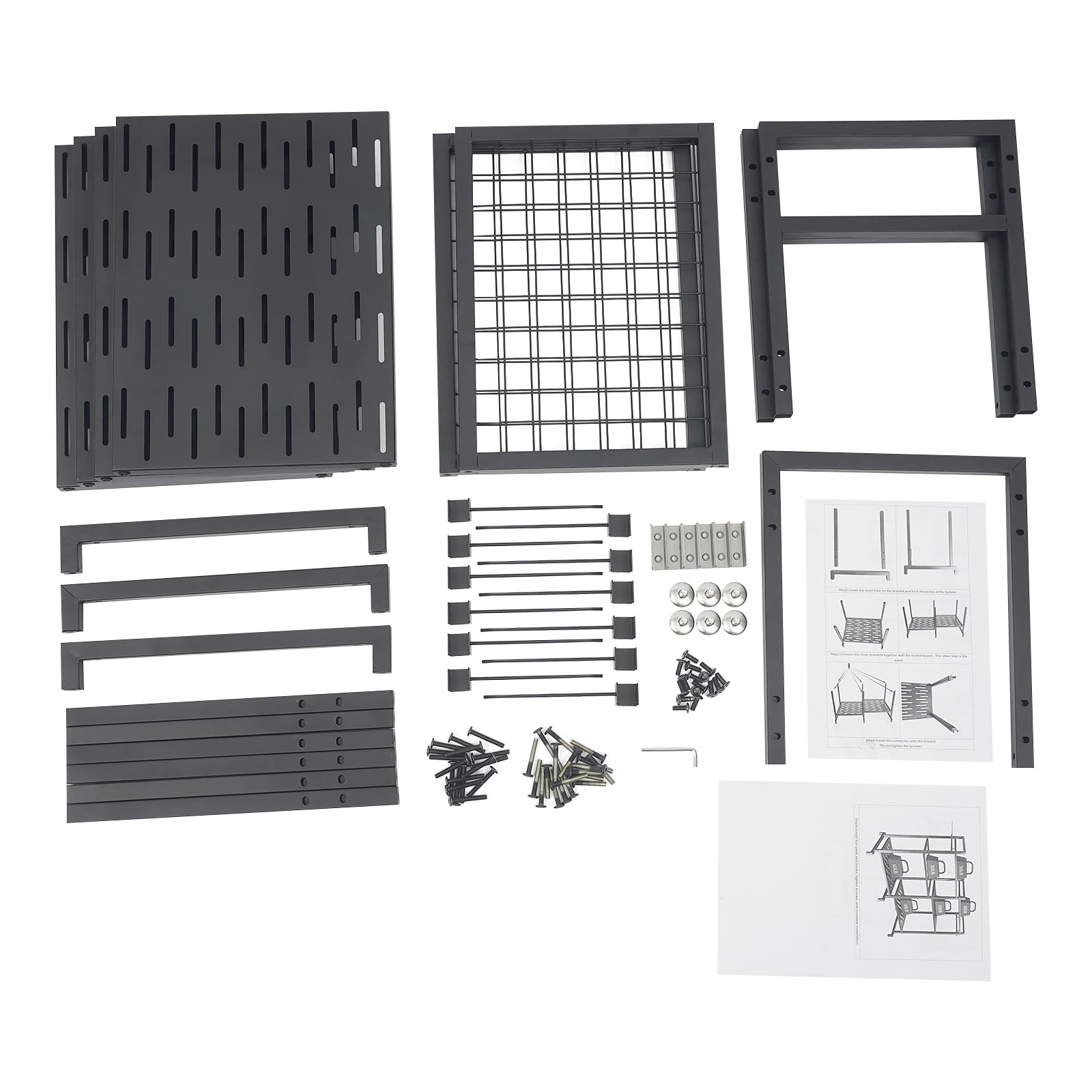 Organizador de herramientas de jardín de metal, estantería multiusos con gancho de almacenamiento, soporte estable para herramientas de jardín, para palas, rastrillos y accesorios, para garaje
