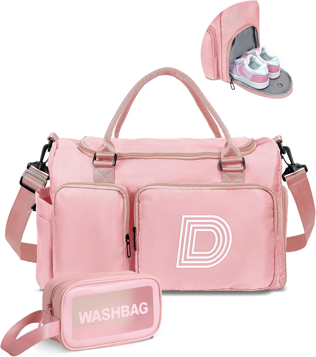Gifts for Daughter, Initial Travel Duffle Bag, Sports Bag, Personalized Weekender Bag with Shoulder Strap, Monogram Overnight Bag, Gift for Friend Sister Women Gifts