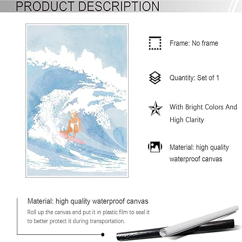 Miniatura 2 de Pósteres vintage de vaquera costera de surf en las olas, lienzo de playa azul, océano, arte de pared, verano, mujeres, surf, deportes acuáticos