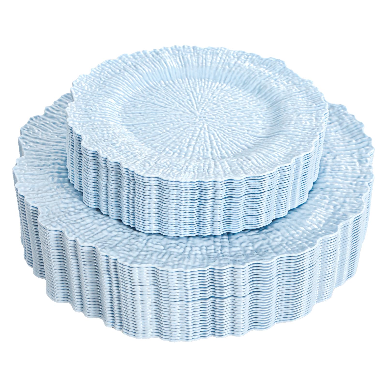 Photo 1 of DaYammi 60Pcs Blue Plastic Plates - Light Blue Pates Disposable & Reusable - Heavy Duty Plastic Plates for Party Including 30 Dinner Plate,30 Dessert Plate for Weddings, Birthdays, Dinner Parties