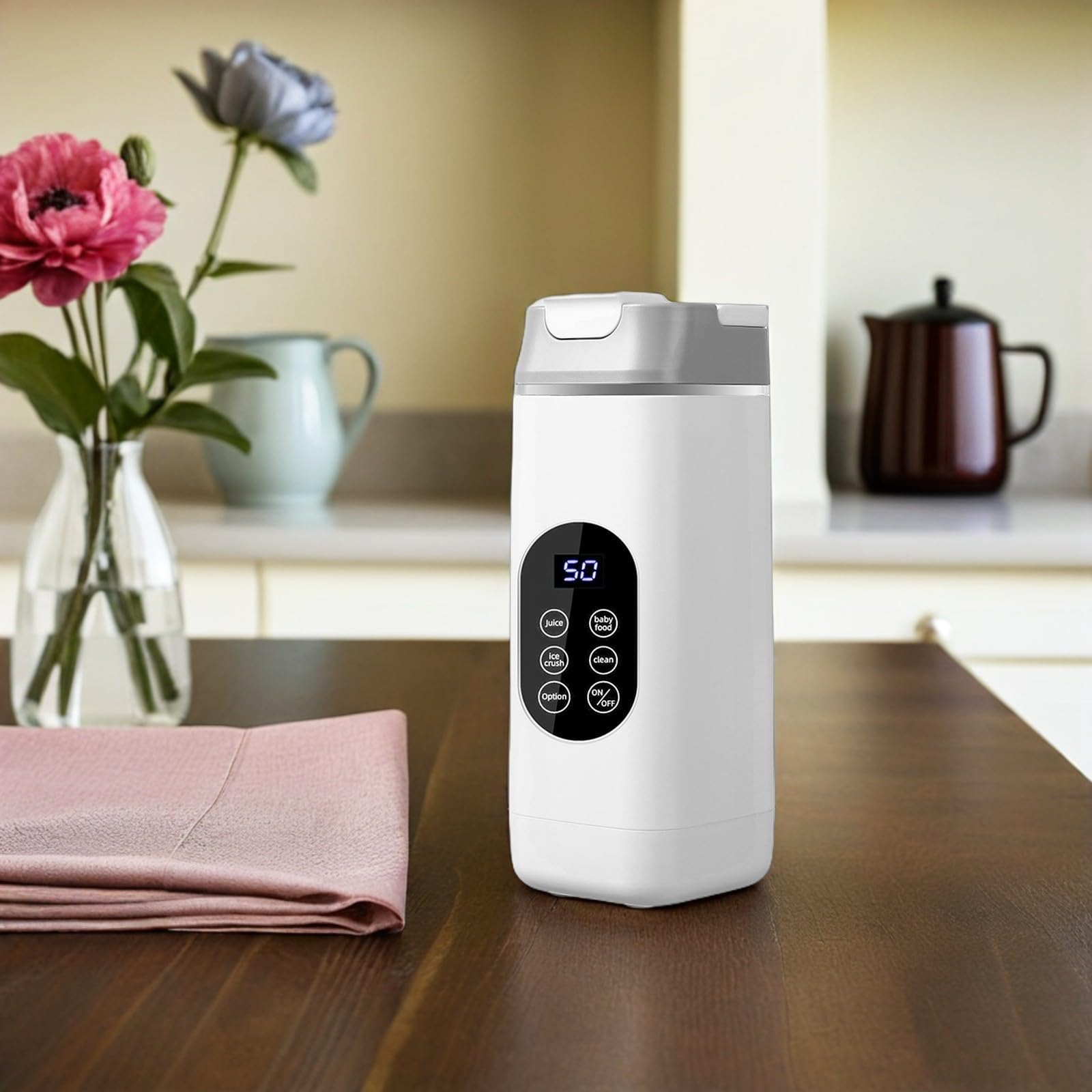 ULTECHNOVO Mini Licuadora Portátil Recargable 12 Cuchillas de Plástico, Diseño Compacto y Potente para Triturar Hielo, Adecuado para Uso en Gimnasio y Hogar