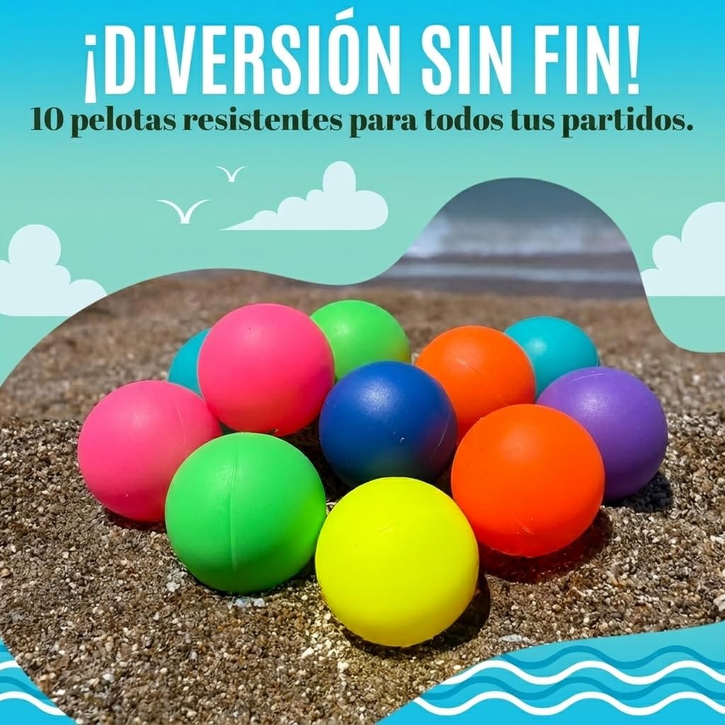 Genérico 10 Pelotas de Repuesto para Palas Playa | Resistentes, Ligeras y Alta Visibilidad | Accesorios para Raquetas | Juegos Playa y Juguetes Verano