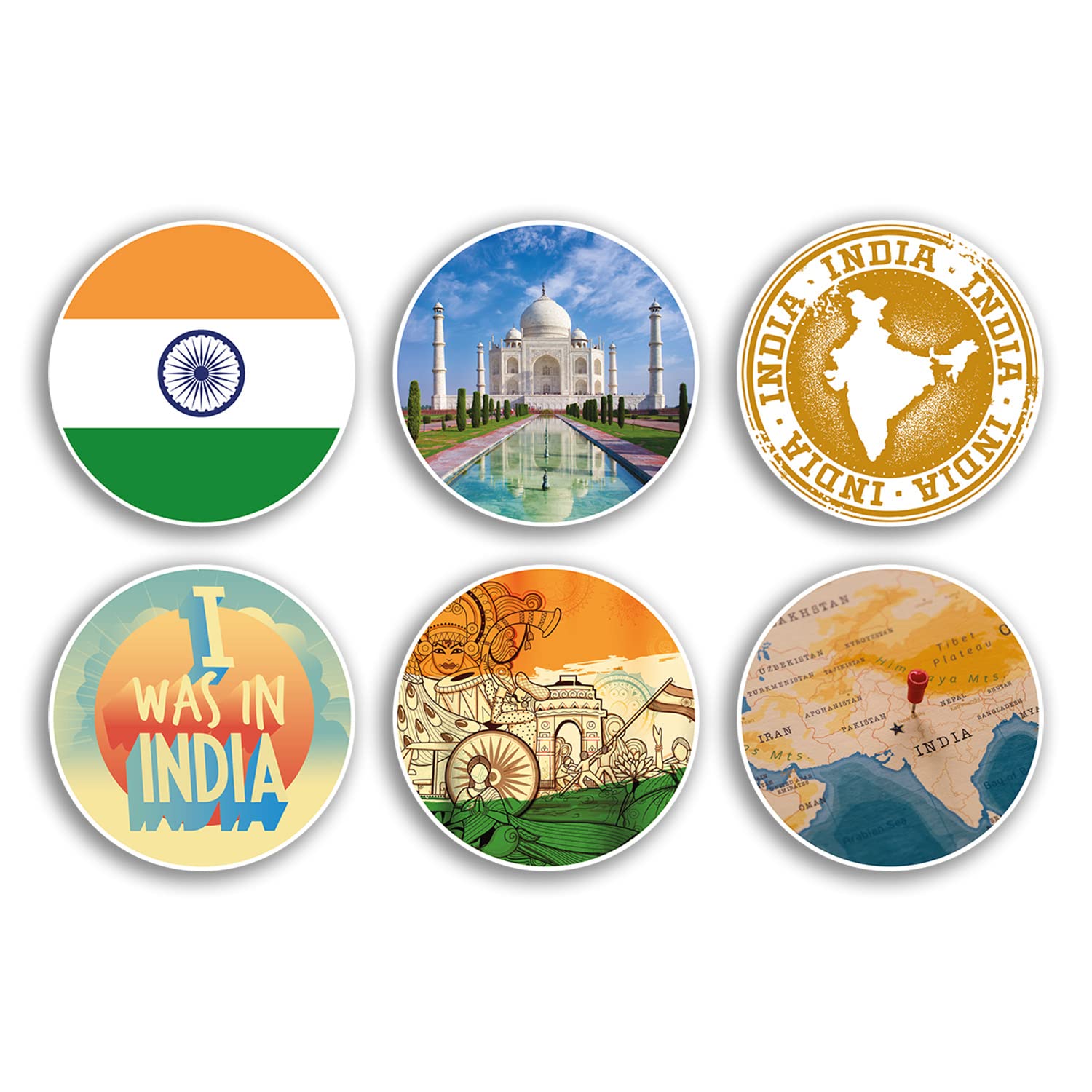 Dv Design Multi 6 X 10Cm India Vinyl Stickers - Indian Country City Travel Map Flag Holiday Luggage Design Gift #78865
