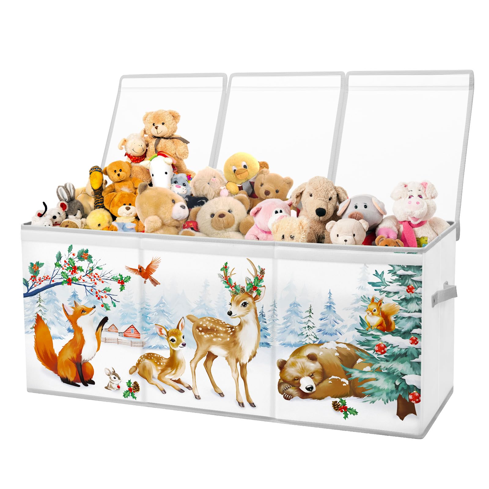 alldomess Toy Box Storage, Extra Large Toy Chest Organizer with Lid & Handles, Collapsible Storage Box for Boys Girls, Lightweight Kids Storage Organizer for Bedroom Nursery,96Γ32Γ40cm,Animals
