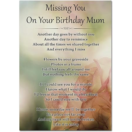 Happy Birthday Mum Graveside Poem Memorial Card & Ground Stake F66 - View #8