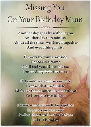 Missing You On Your Birthday Mum Graveside Memorial Card Stake F 429 - View #9