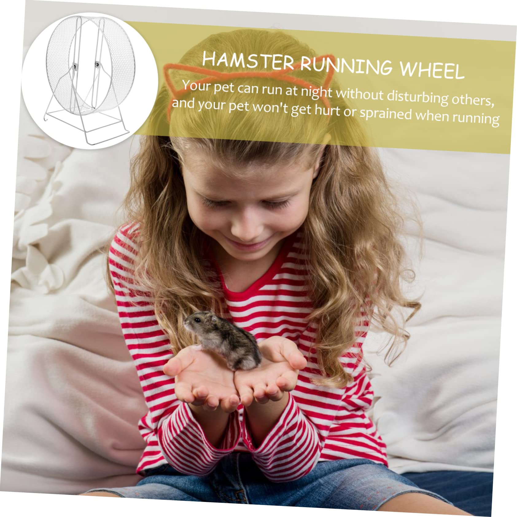 Yardwe Rueda de Ejercicio para Hámster y Erizo, Juguete de Hierro Blanco, Confiable para Correr y Hacer Ejercicio en Casa, Accesorio para Mascotas