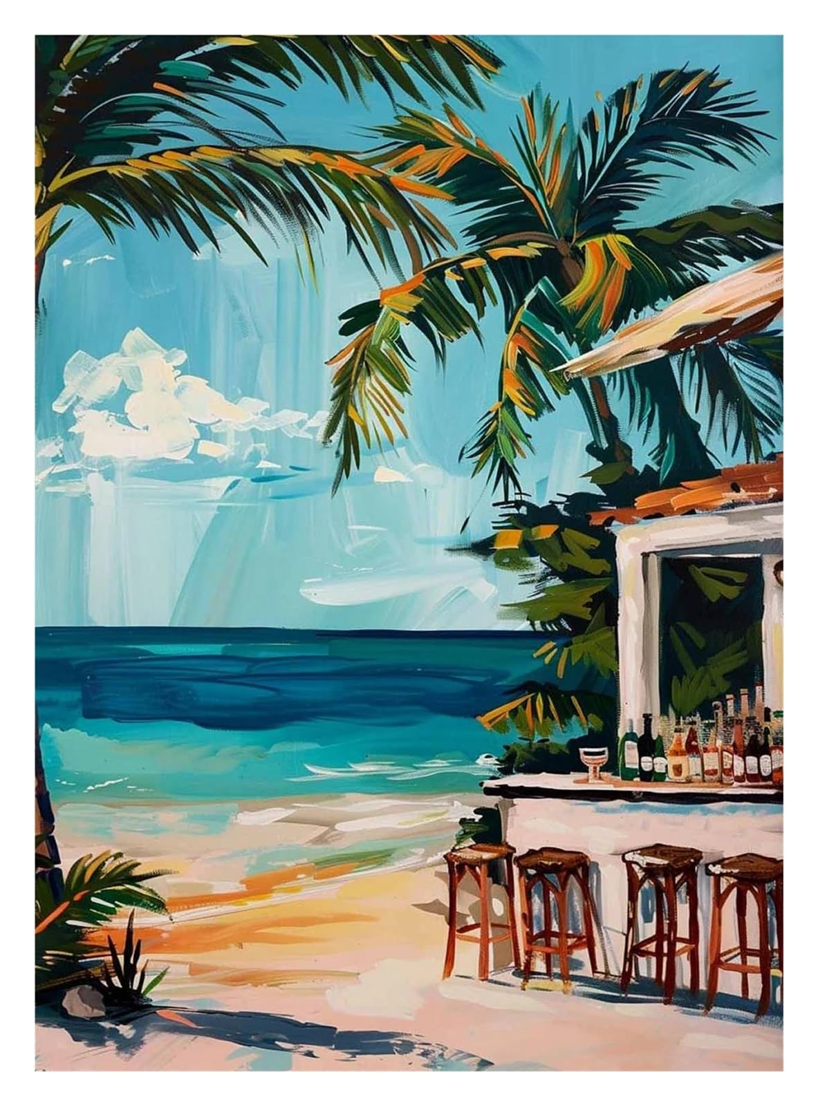 Cuadro sobre lienzo caribeño: pintura decorativa de cóctel tropical