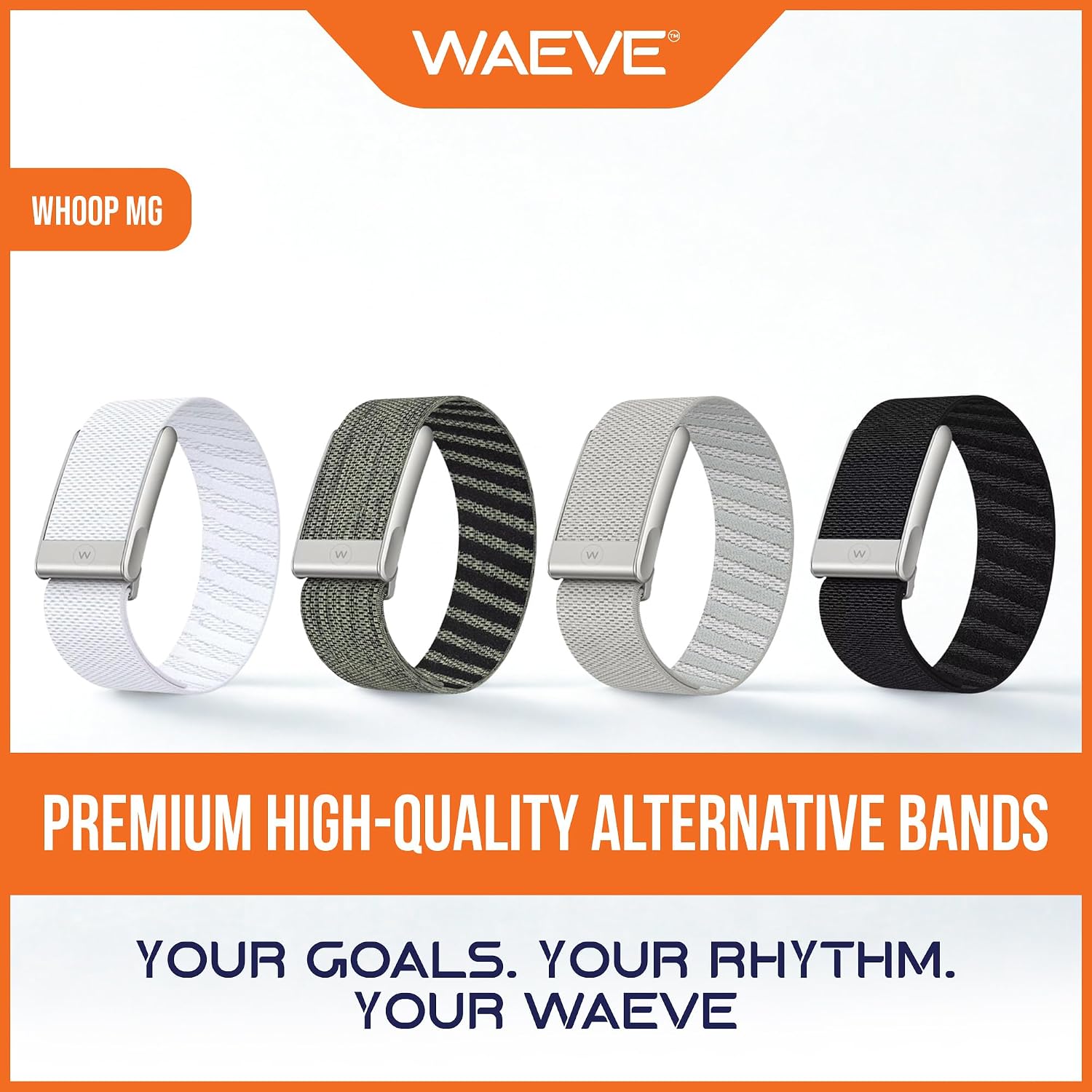 WAEVE Premium Stretch Nylon Band for Whoop 5.0 | Whoop MG (ECG)