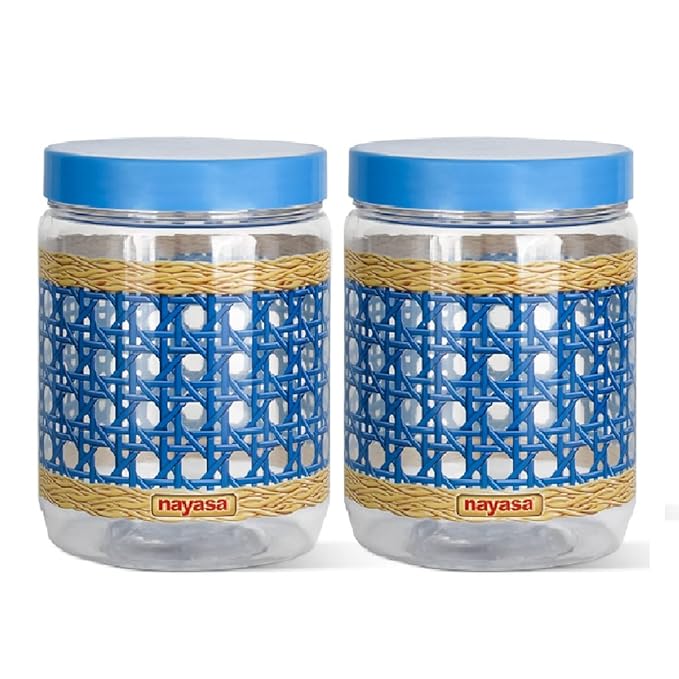Nayasa Sparkle Containers, 1200 ML (Set of 2), Blue