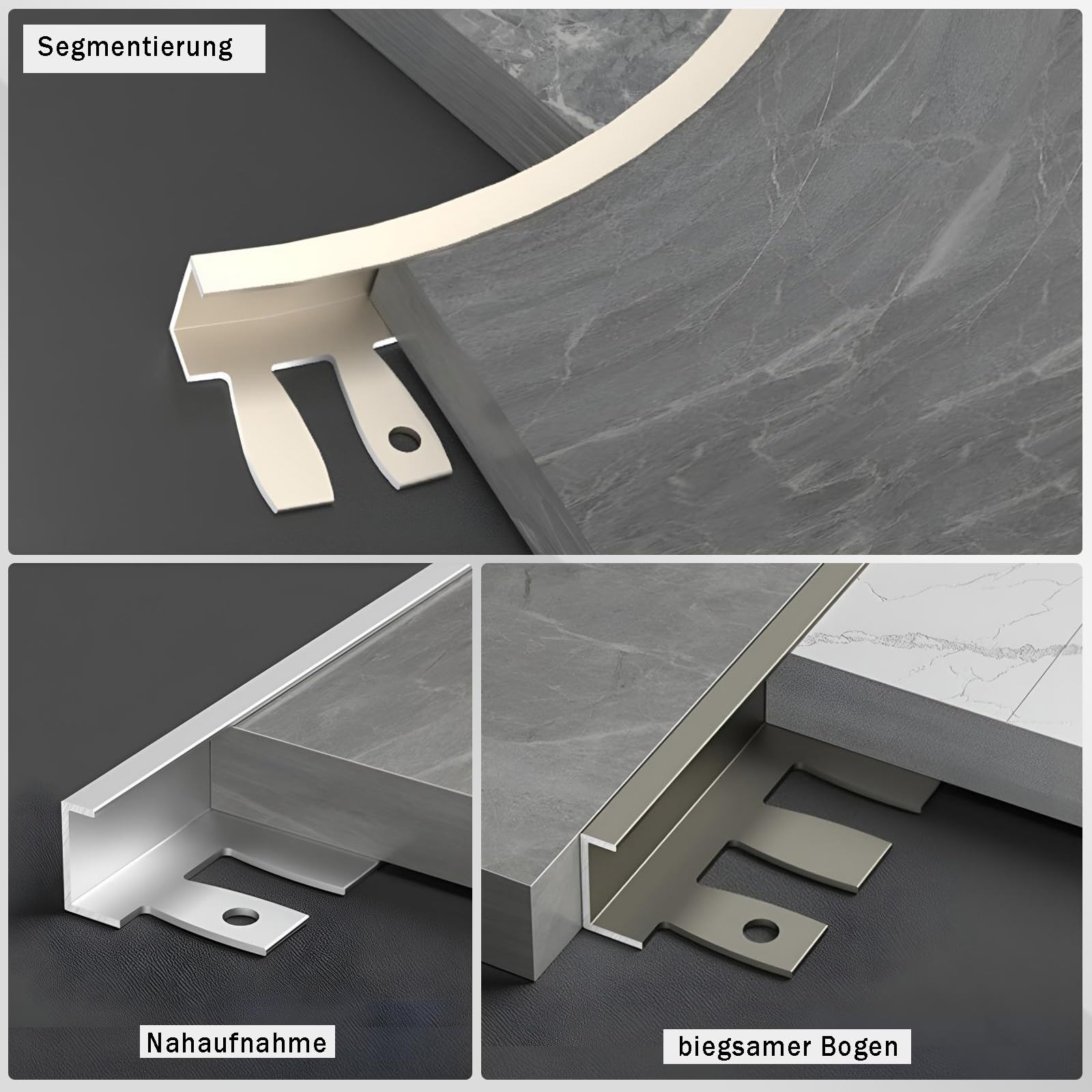 Perfil De Borde De Escalera De Aluminio Anodizado En Forma De C - Moldura Flexible De 135cm (juego De 2) - Ideal Para Diseño Interior, Renovación De Viviendas Y Protección De Bordes(Weiß,Hoch: