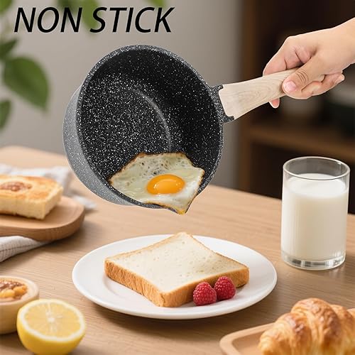 Miniatura 5 de Jucoan Cacerola antiadherente de 2 cuartos de galón con tapa y cesta de vapor, pequeña cacerola antiadherente con boquilla de vertido, apta para