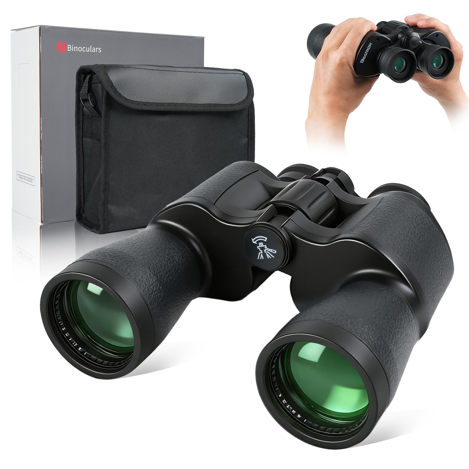 Binocolo 7x50 per Adulti con Visione Chiara, Binocolo Compatto per Birdwatching Caccia Viaggi Partite di Calcio Osservazione Delle Stelle con Custodia e Tracolla