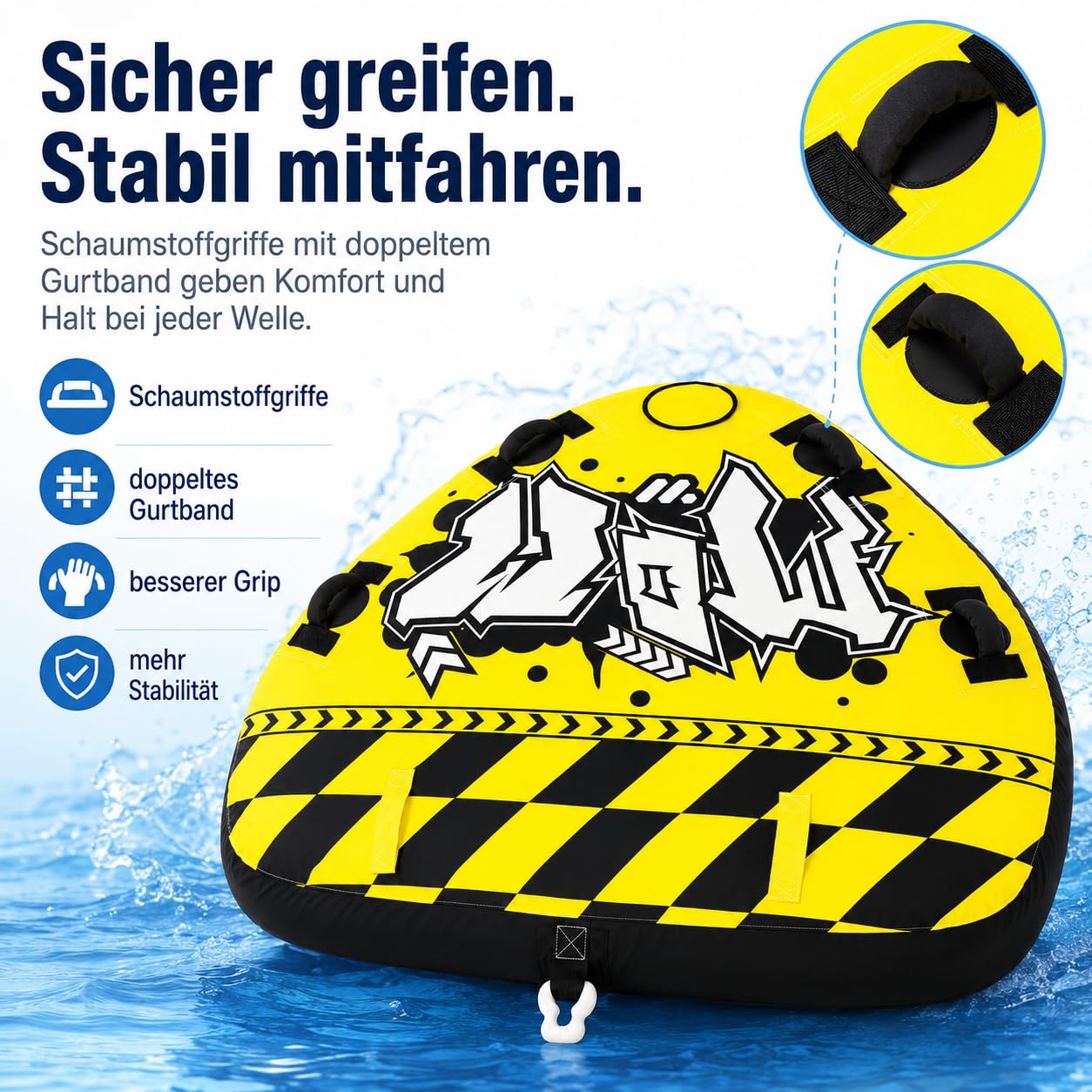 Aufblasbares Schlauchboot für 1-2 Personen – Robustes Freizeitboot mit vorderem Schlepppunkt