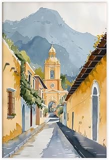 LEIJIA Antigua Guatemala Watercolor Painting Travel Poster Wall Art Canvas Poster Bedroom Decor Sports Landscape Office Room Decor Gift Unframe 20x30inch