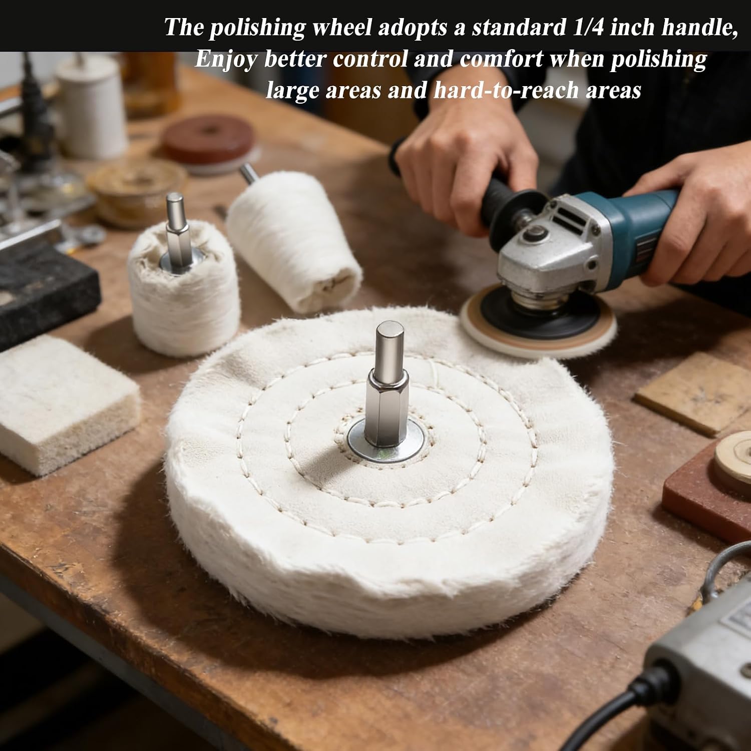 12PCS Buffing Wheel for Drill, Multi-Specification | Buffing Pad Polishing Wheel Kits, For Metal, Aluminum, Stainless Steel, Chrome, For Jewelry, Wood, Plastic